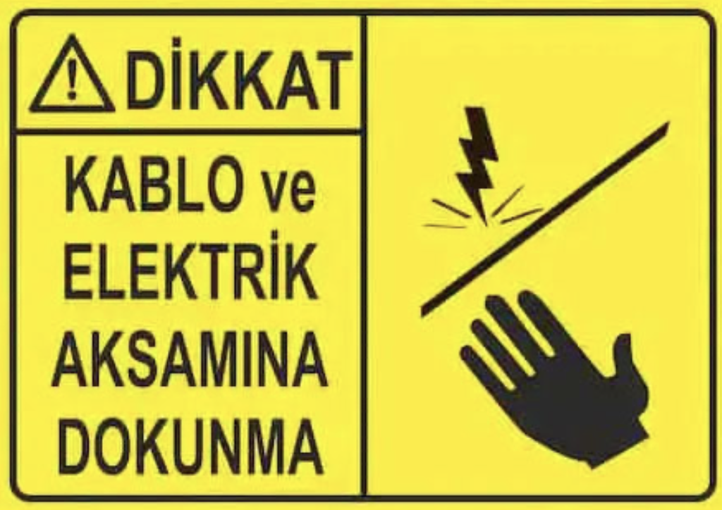 Dikkat Elektrik ambalaj etiketi görseli